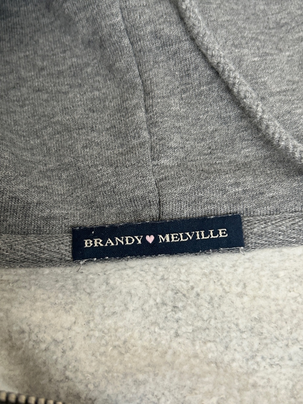 Brandy Melville gray neutral full zip Christy hoodie one size - Picture 4 of 6